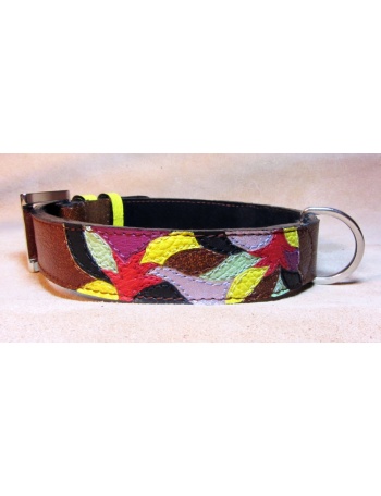 "Autumn Fashion Mosaic" - Hand Made Leather dog collar